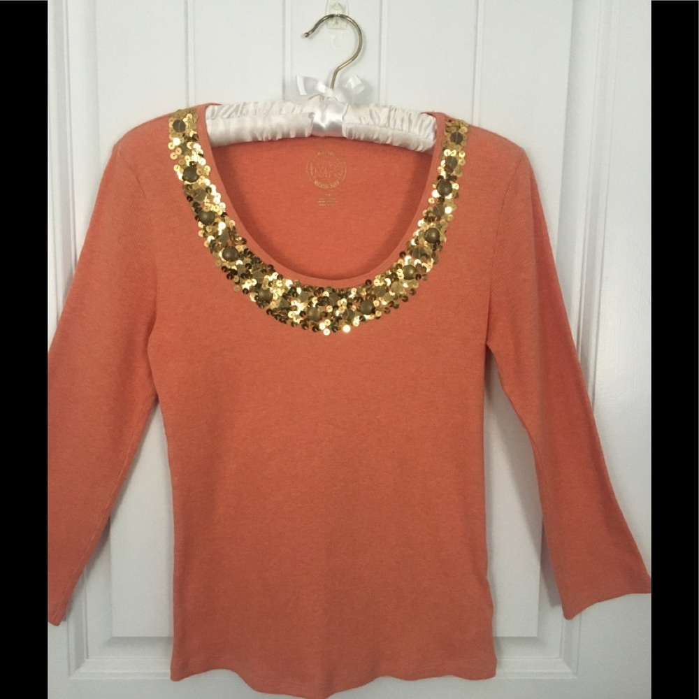 MICHAEL Michael Kors Sequin Long Sleeve T Shirt